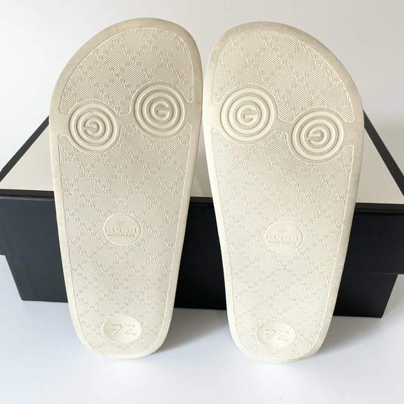 Gucci Leather Rubber Slide Sandal White Micro GG Monogram US Women 10 Men 8.5 - Picture 12 of 16